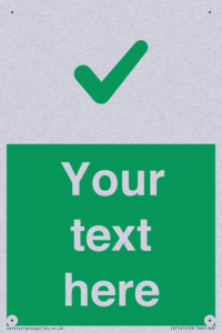 Custom green background, green tick sign